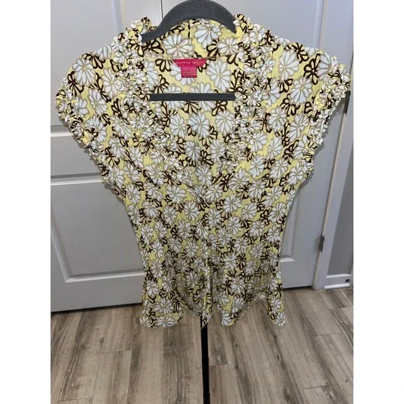 Retro Sunny Leigh Y2K Floral Ruffle V-Neck Sleeveless Top Boho Women's Size M - Picture 5 of 14